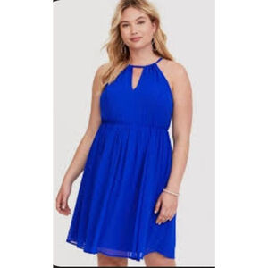 Women's Torrid Chiffon Halter Dress Size 14/16 Blue